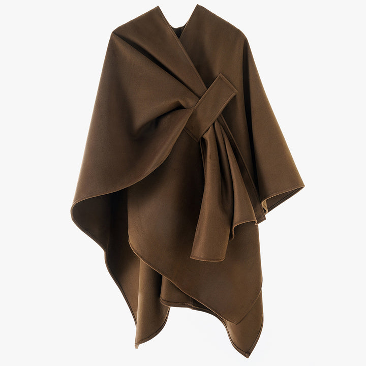 Damen Eleganter Wickel‑Cape mit Knotenverschluss und fließender Drapierung Echo Archiv