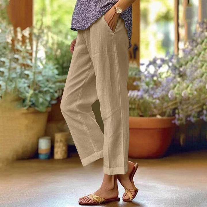 Damen nan lässige Cropped-Hose mit geradem Bein, dezenter Bügelfalte und seitlichen Eingrifftaschen Echo Archiv