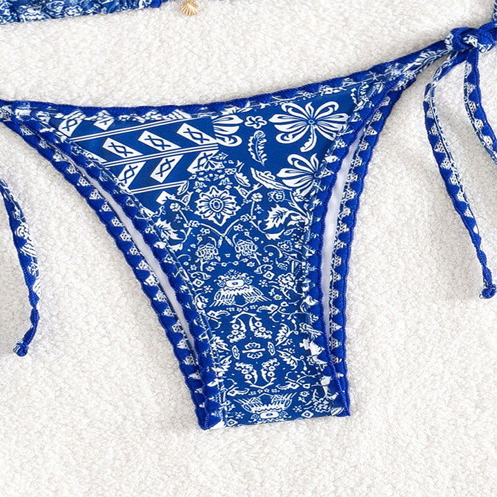 Damen Triangel-Bikini mit verstellbaren Bindebändern und floralem Print Echo Archiv