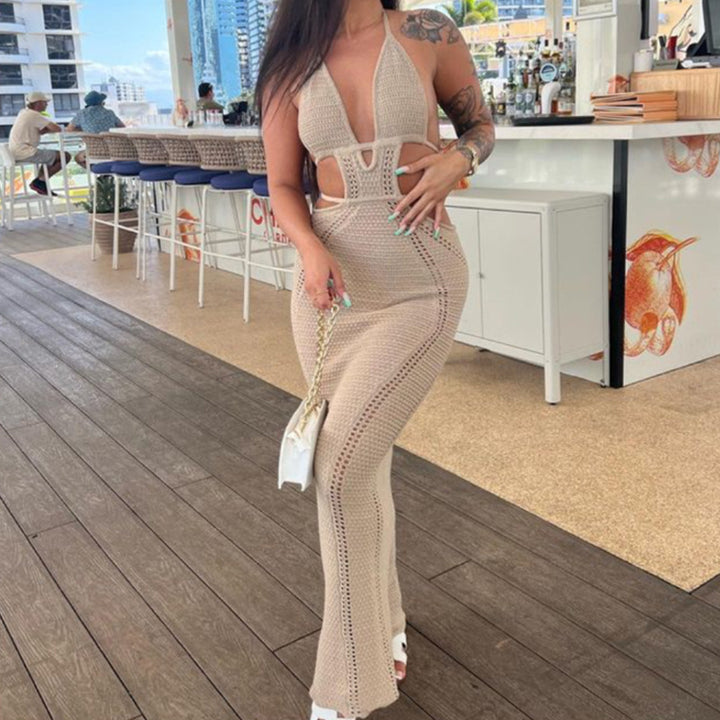 Damen Häkel-Maxikleid mit Cut-Outs und Neckholder Echo Archiv