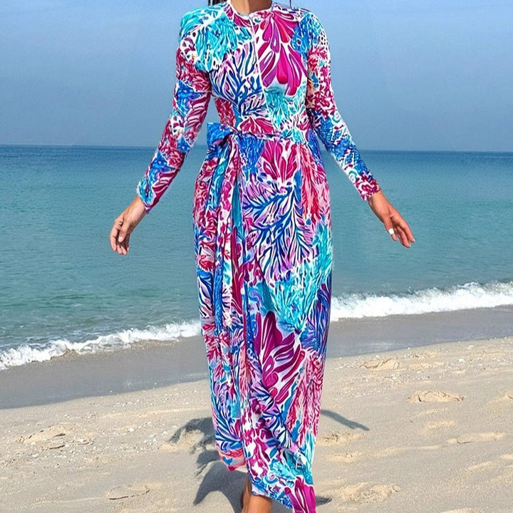 Damen Maxikleid mit floralem Druck und Schleifendetail Echo Archiv