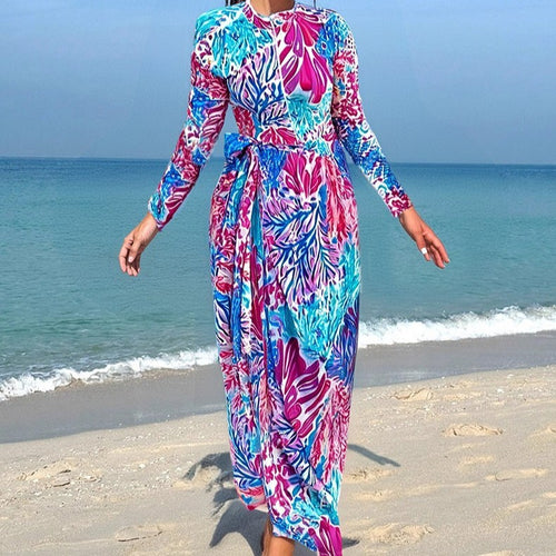 Damen Maxikleid mit floralem Druck und Schleifendetail Echo Archiv