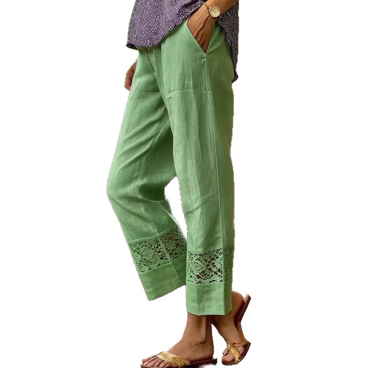 Damen Elegante Leinenhose mit Spitzenakzenten Echo Archiv