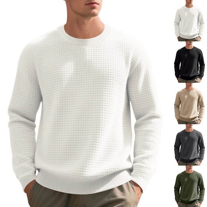Herren nan strukturierter Strickpullover mit Waffelstruktur und Rundhalsausschnitt Echo Archiv