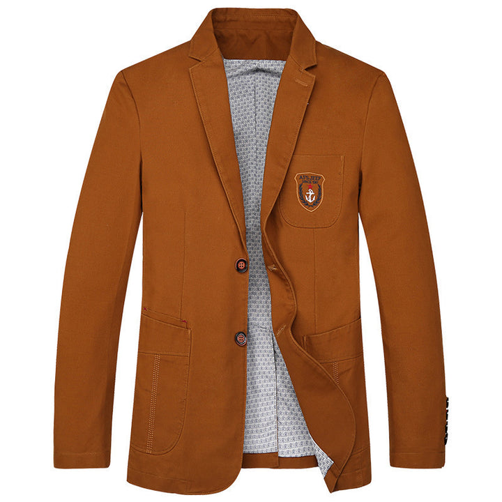 Herren legeres Baumwoll-Sakko mit aufgesetzten Taschen und Wappenpatch – Tianoro