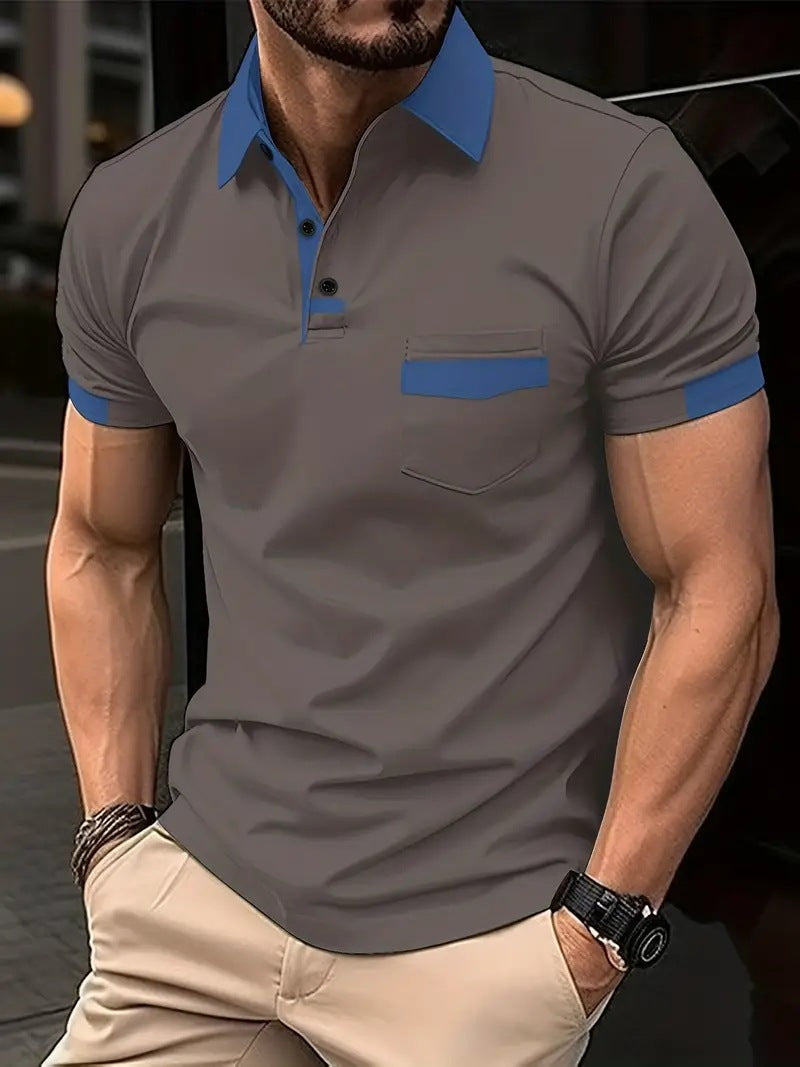 Herren Kurzarm Freizeit-Polo mit Kontrasttasche Echoarchiv