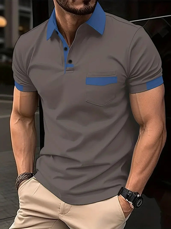Herren Kurzarm Freizeit-Polo mit Kontrasttasche Echoarchiv
