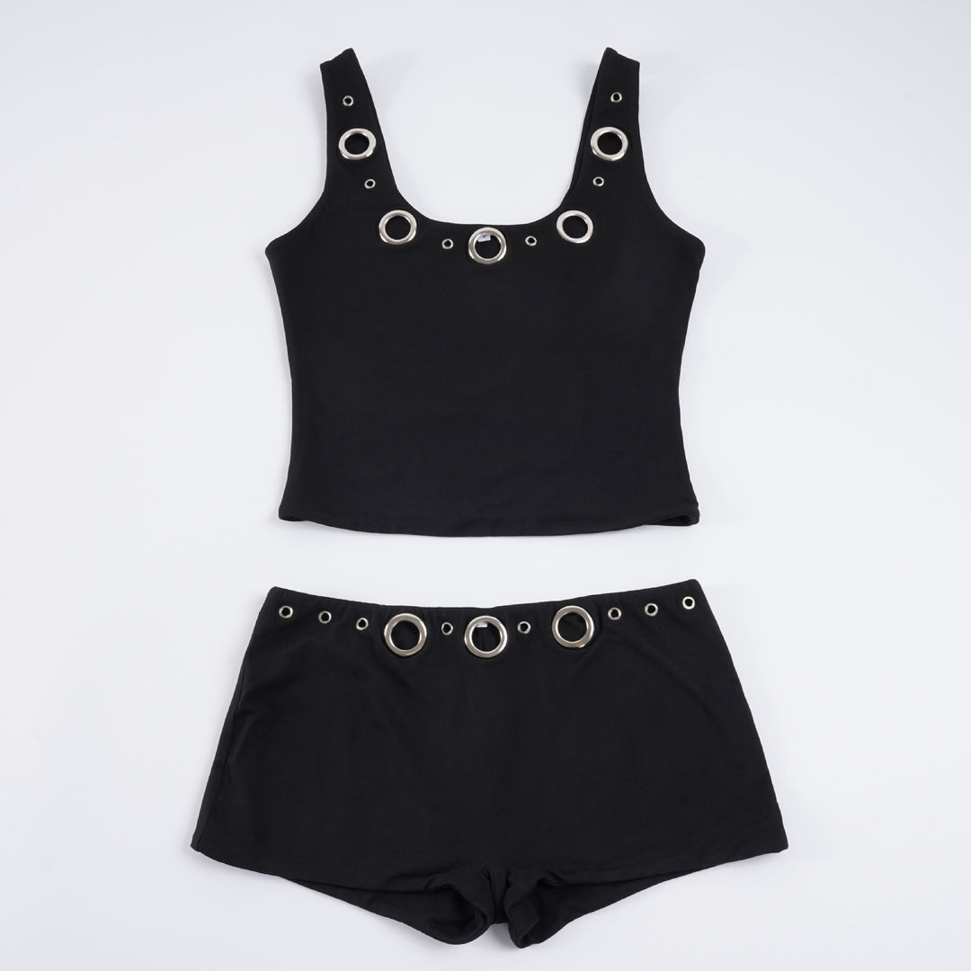Damen Sportliches Set mit Ringer-Top und hohen Ringen Echo Archiv