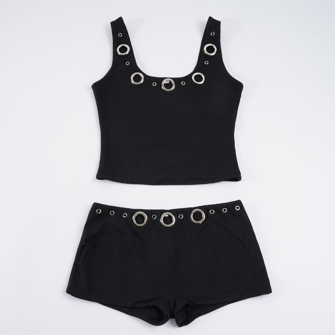 Damen Sportliches Set mit Ringer-Top und hohen Ringen – Orélia