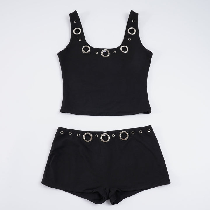 Damen Sportliches Set mit Ringer-Top und hohen Ringen Echo Archiv