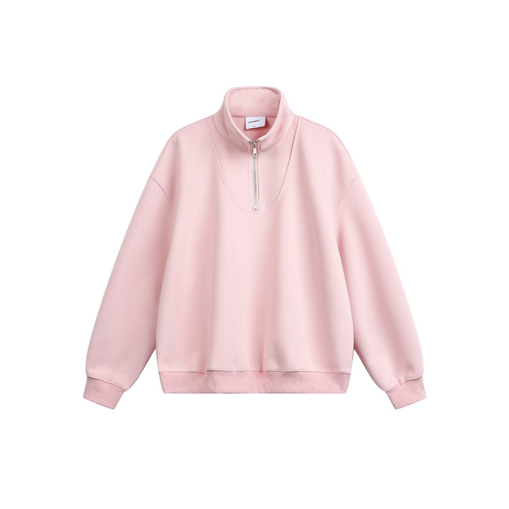 Damen Oversize Sweatshirt mit halbem Reißverschluss und Stehkragen Echoarchiv