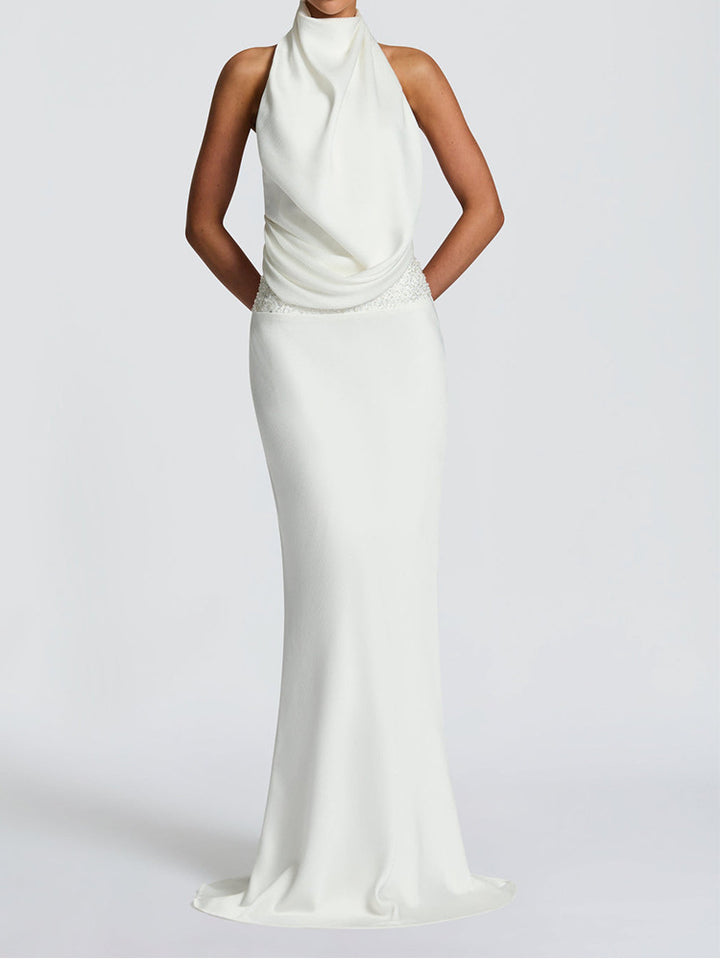Damen Elegantes Hochzeitskleid mit schimmerndem Taillenband Echo Archiv