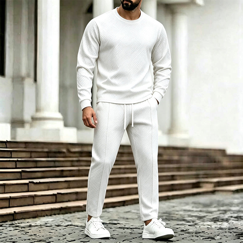 Herren Texturierter Lounge-Set aus Sweat mit Slim-Relax Jogginghose Echoarchiv