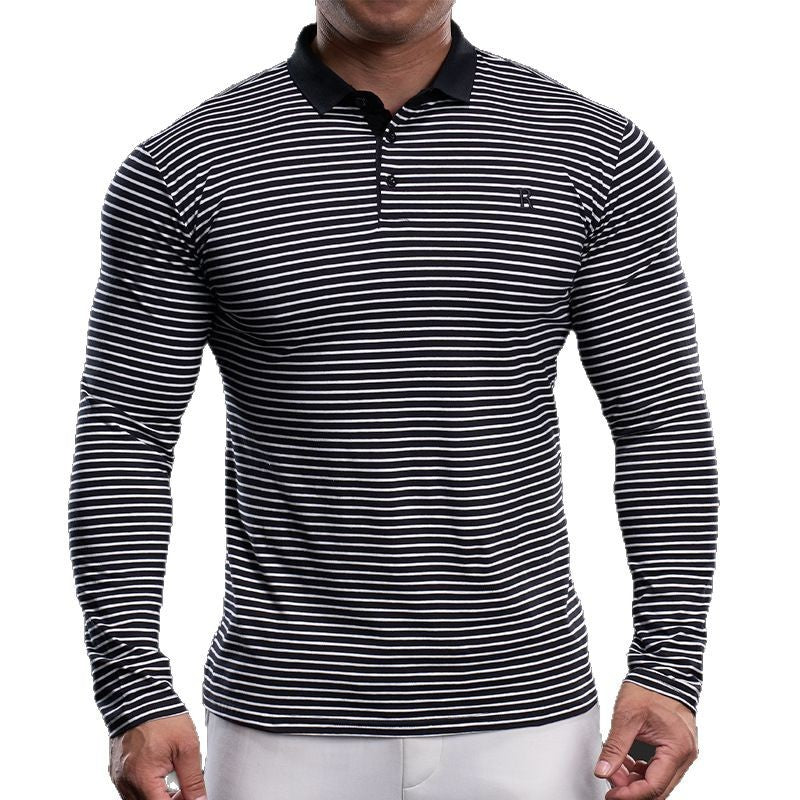 Herren Langarm Poloshirt mit feinen Streifen Echoarchiv