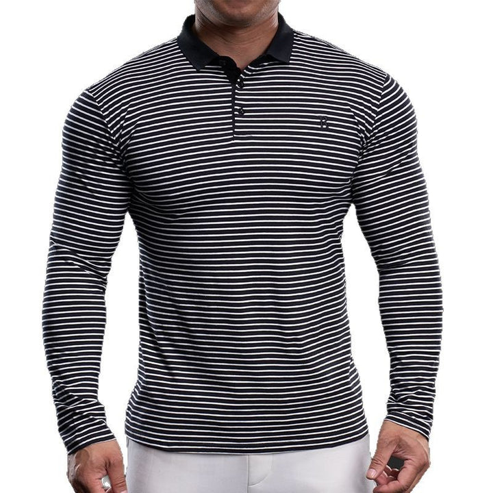 Herren Langarm Poloshirt mit feinen Streifen Echoarchiv