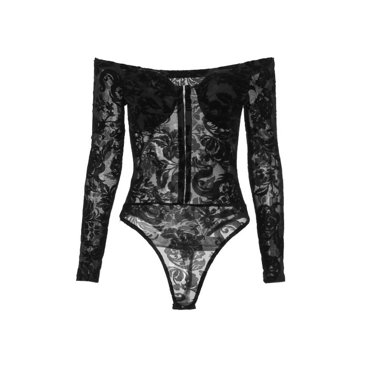 Damen Luxuriöses Spitzenbodysuit mit Off-Shoulder-Design Echo Archiv