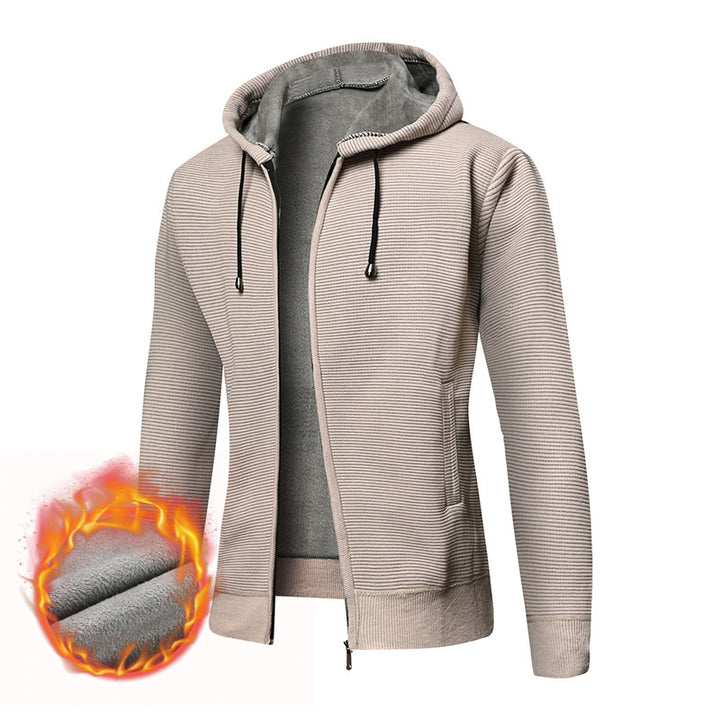 Herren fleecegefütterte Kapuzenjacke mit modischem Rippdesign Echoarchiv