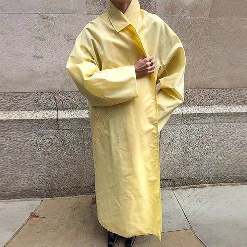 Damen Maxilanger Oversize-Mantel im Cocoon-Schnitt mit verdeckter Knopfleiste Echoarchiv