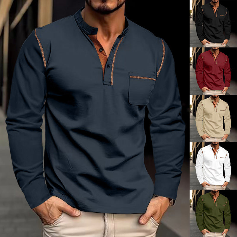 Herren Langarmshirt mit klassischem Henley-Ausschnitt Echoarchiv
