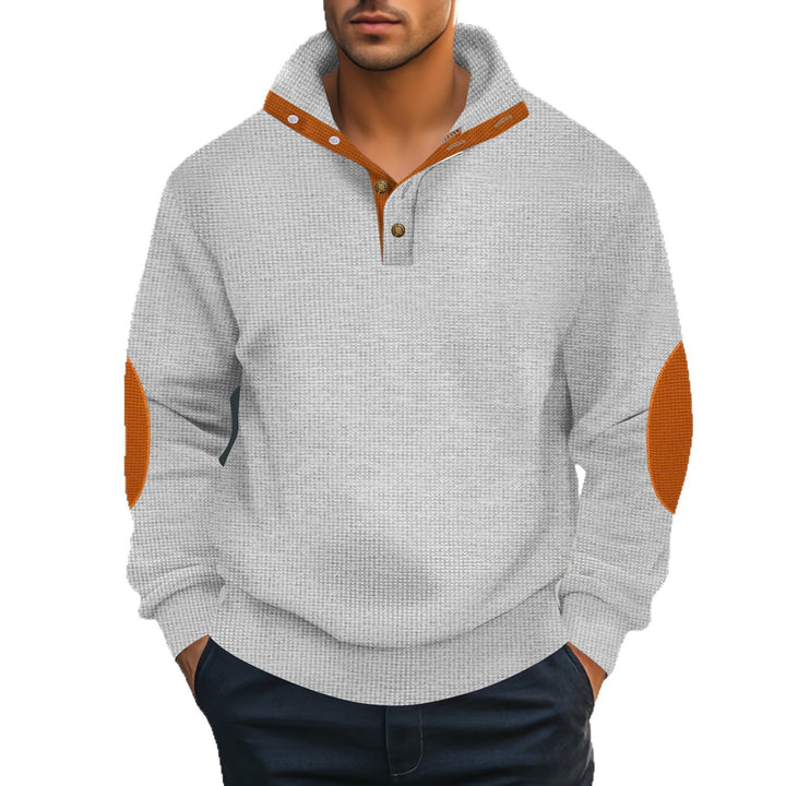 Herren Henley-Pullover mit strukturiertem Design und Kontrastakzenten Echoarchiv