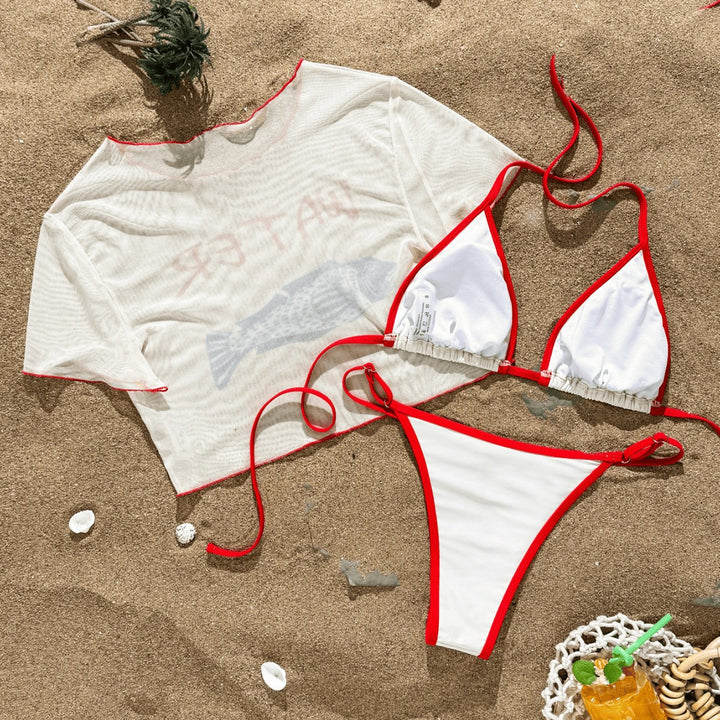Damen Bikiniset mit bedrucktem Crop-Top Echo Archiv