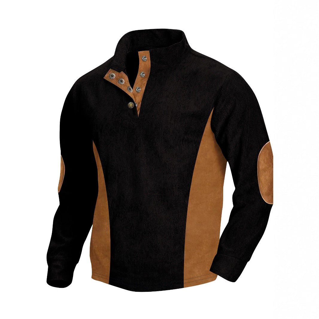 Herren stylisches Langarm-Shirt mit modernes Ripp-Design und eleganten Knopfdetails Echoarchiv