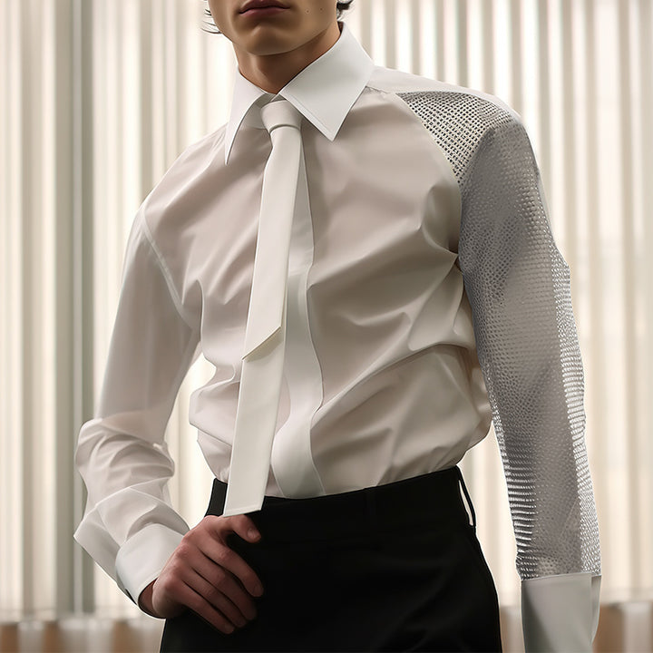 Damen Langarm Bluse mit transparenten Netzdetails Echoarchiv