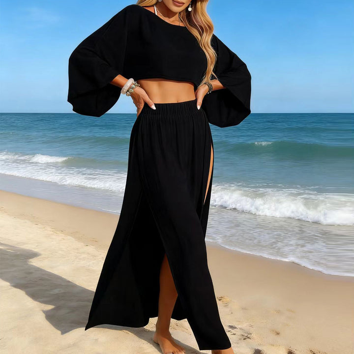 Damen luftiger Strandlook mit weitem Schnitt und hohen Schlitzen Echo Archiv