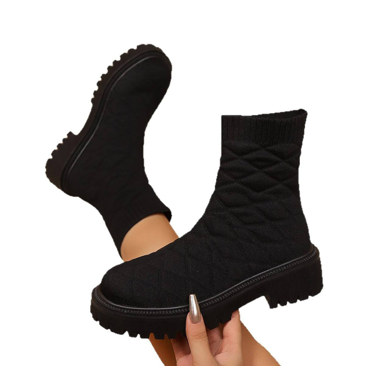 Damen Modische und bequeme gestrickte Stiefel Echo Archiv