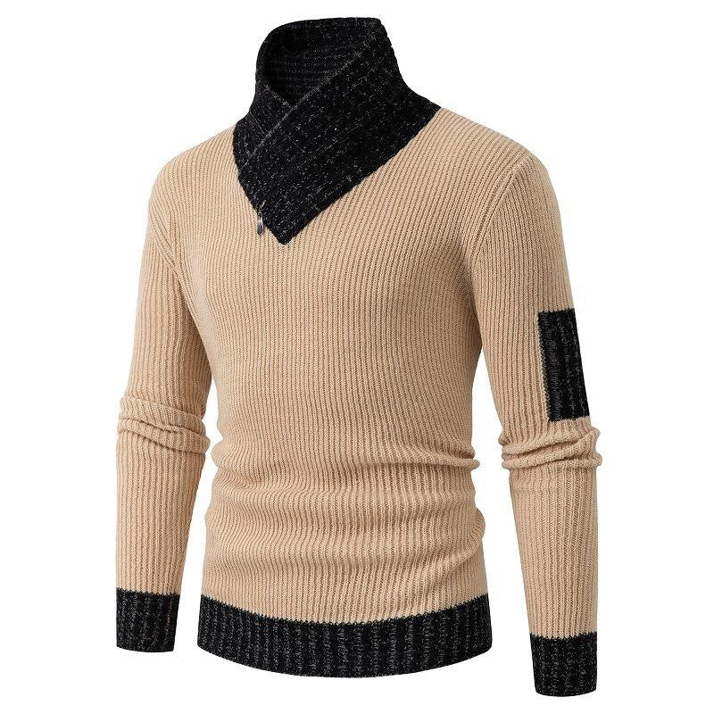 Herren modischer Pullover mit asymmetrischem Kragen und strukturiertem Muster Echoarchiv