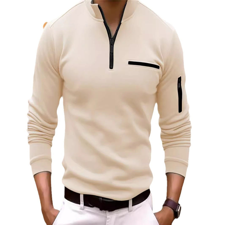 Herren praktischer Pullover mit halbem Reißverschluss und Taschen Echoarchiv