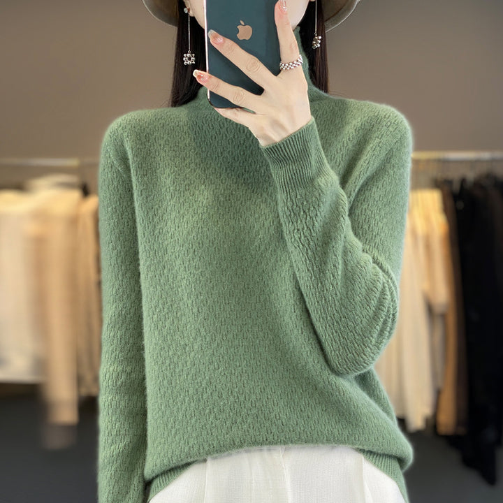 Damen Weicher Feinstrick‑Mockneckpullover mit flauschiger Mohair‑Optik, zarter Wabenstruktur und legerer Oversize‑Passform Echoarchiv