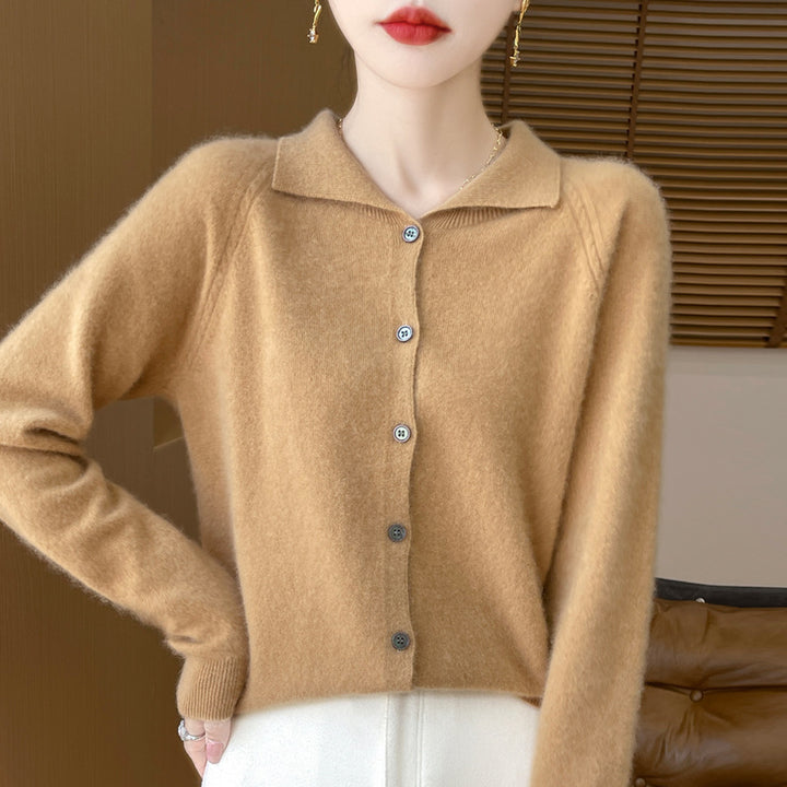 Damen Kuscheliger Reverskragen-Cardigan im Kaschmir-Look mit Mohair-Effekt Echoarchiv