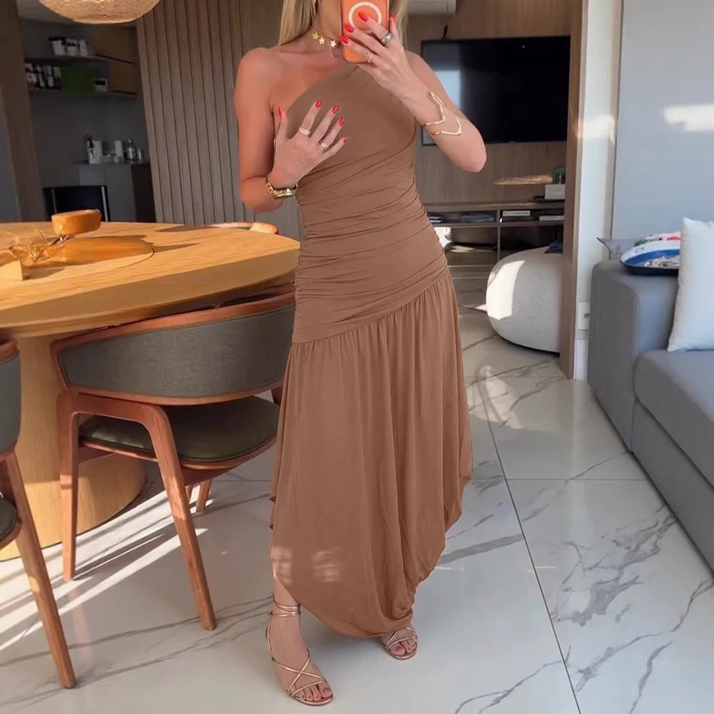 Damen One-Shoulder Maxikleid mit raffiniertem Wickelschnitt Echo Archiv