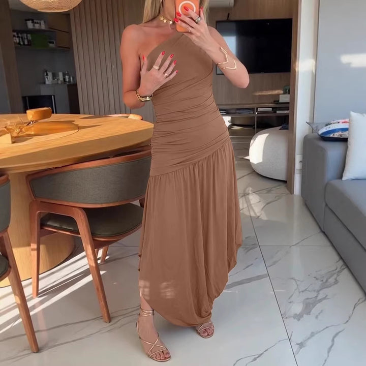 Damen One-Shoulder Maxikleid mit raffiniertem Wickelschnitt Echo Archiv