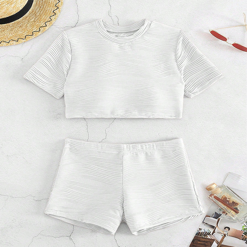 Damen Sportliches Crop-Top und kurze Shorts Set Echo Archiv