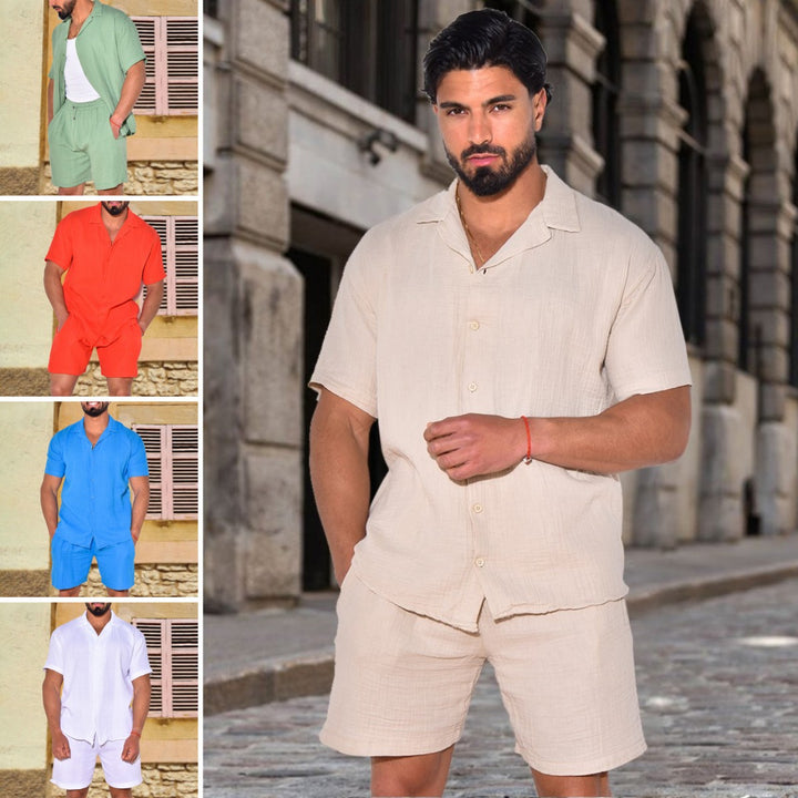 Herren luftiges Kurzarmhemd und Shorts Set aus leichtem Gewebe Echoarchiv