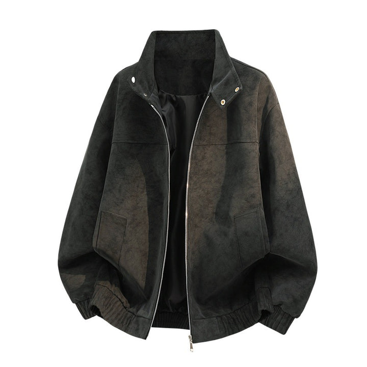 Herren Oversize Velours‑Optik Bomberjacke mit Stehkragen, Zwei‑Wege‑Reißverschluss & elastischem Saum Echoarchiv
