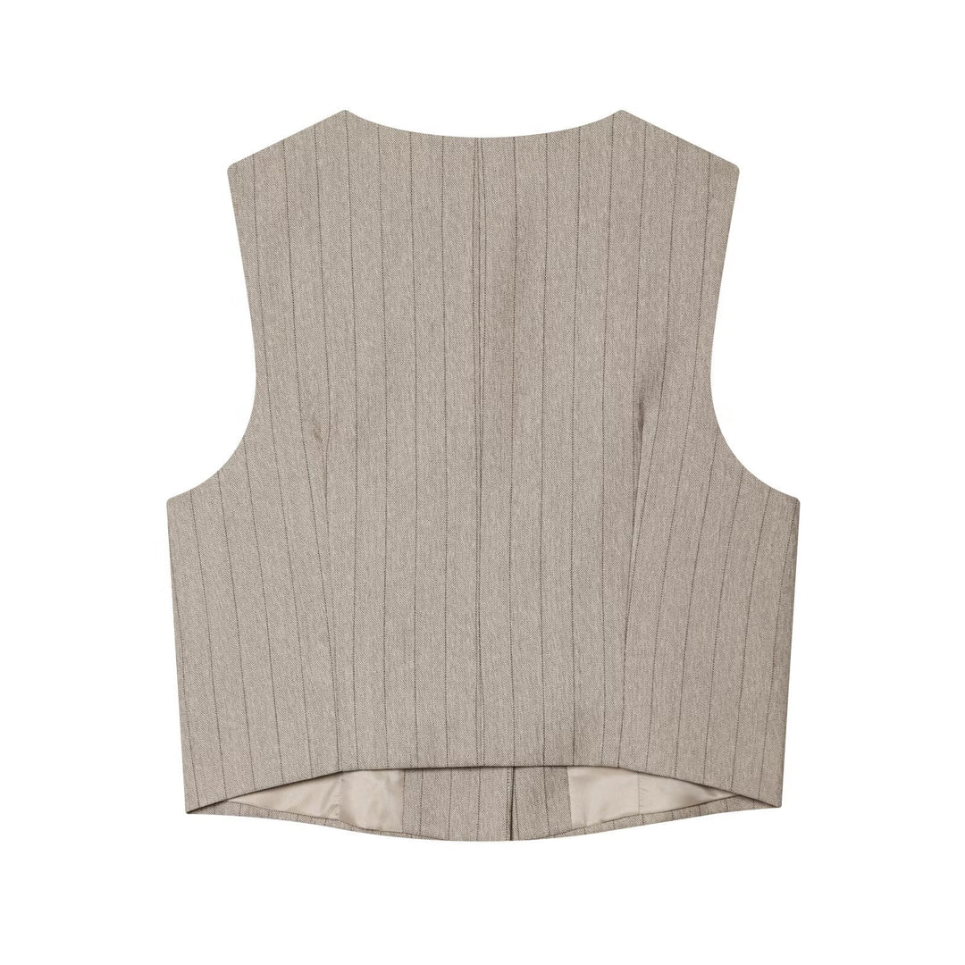 Damen elegante, weit geschnittene Hochbundhose mit geometrischem Streifenmuster Echo Archiv