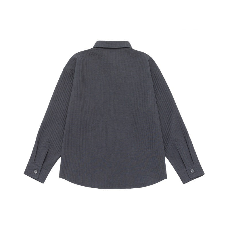 Unisex Texturierte Oversize-Hemdjacke mit Waffelstruktur und Brusttasche Echoarchiv
