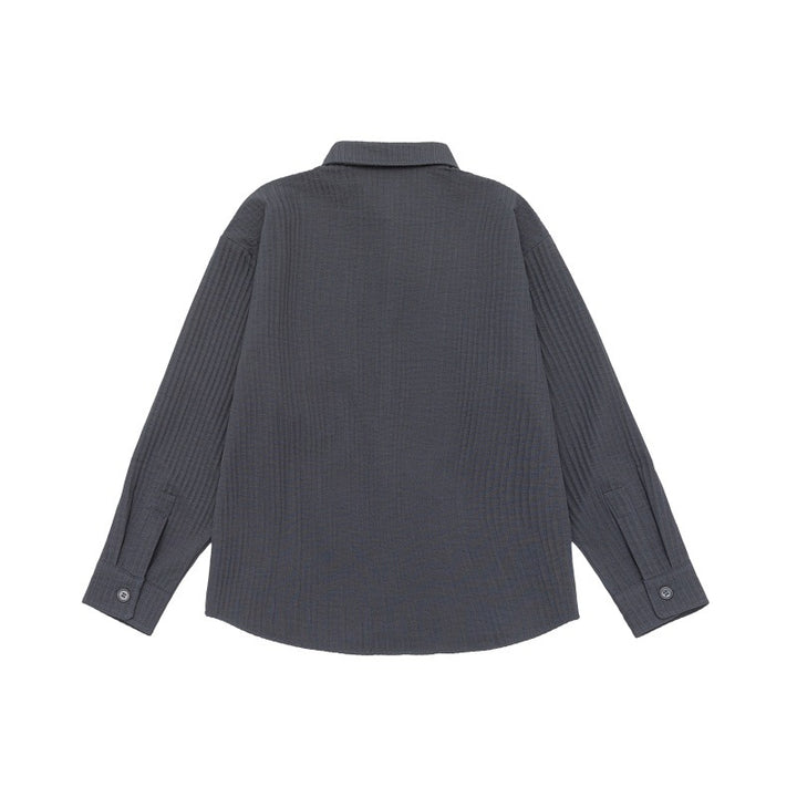 Unisex Texturierte Oversize-Hemdjacke mit Waffelstruktur und Brusttasche Echoarchiv