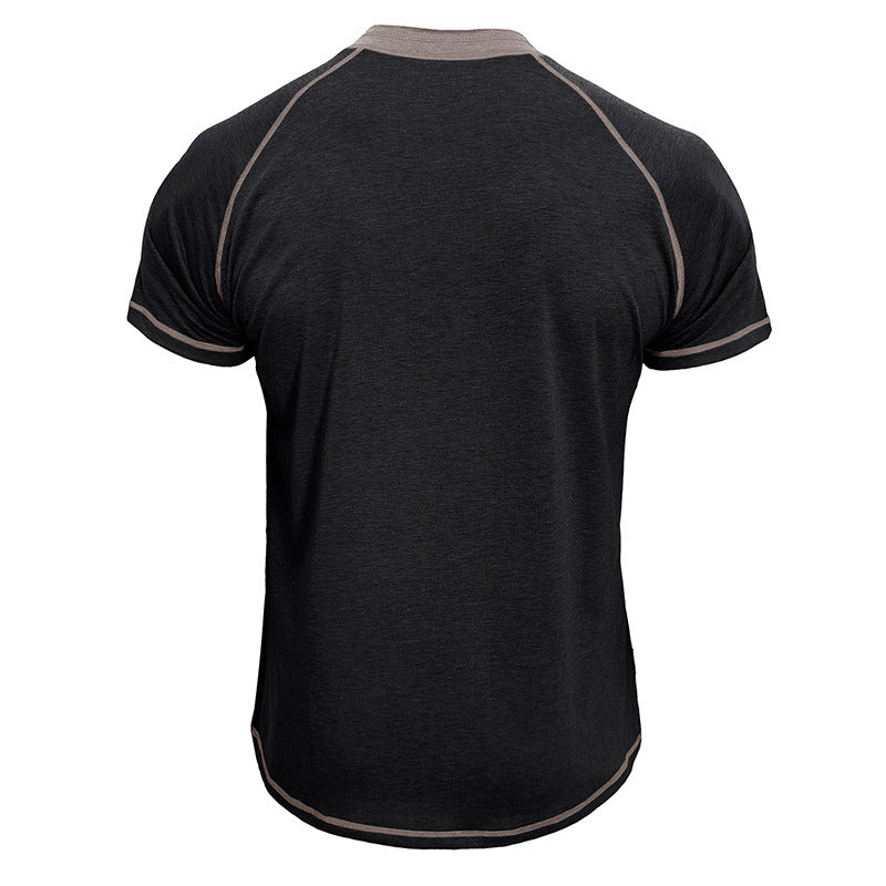 Herren Kurzarm Henley-Shirt mit Kontrastdetails und strapazierfähigem Stoff Echoarchiv