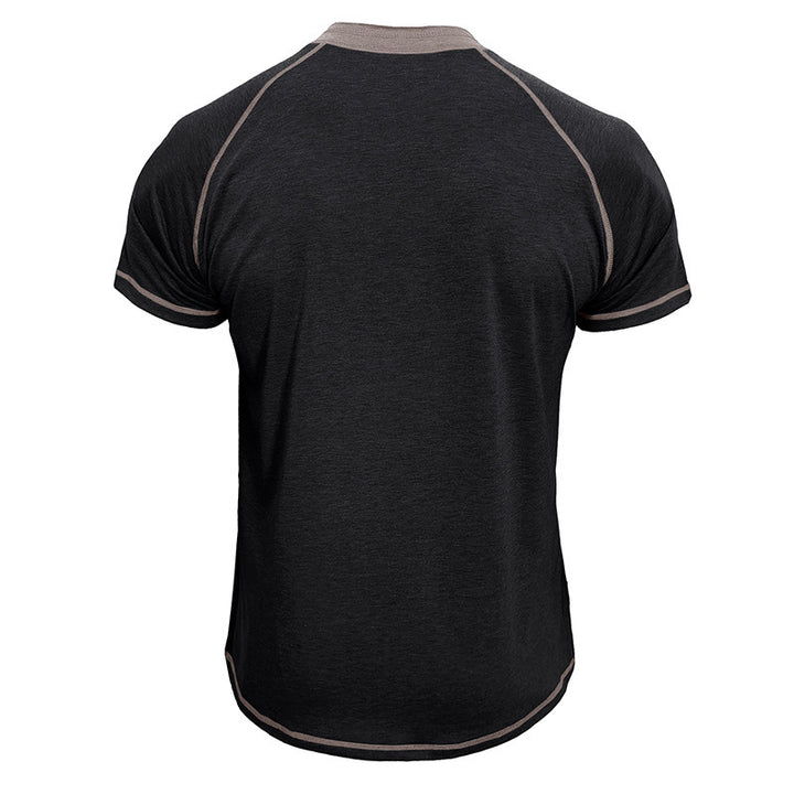 Herren Kurzarm Henley-Shirt mit Kontrastdetails und strapazierfähigem Stoff Echoarchiv