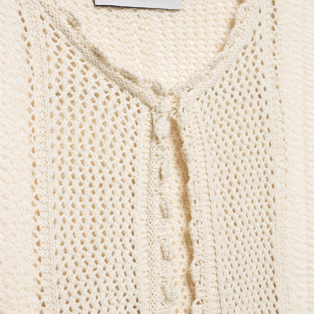 Damen Gehäkelte Kurzstrickjacke mit Scallop-Kante und Ajour‑Lochmuster Echoarchiv
