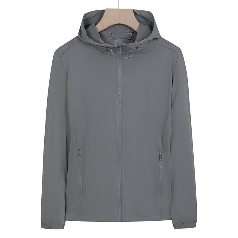 Unisex Leichte wind- und wasserabweisende Kapuzen‑Übergangsjacke mit durchgehendem Reißverschluss, Reißverschlusstaschen & elastischen Bündchen Echoarchiv