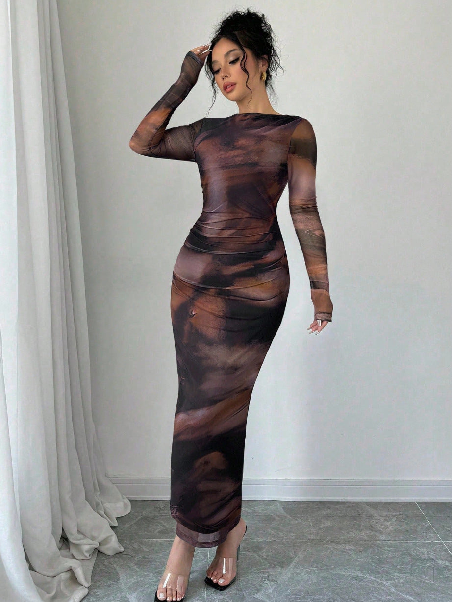 Damen Elegantes Wickelkleid mit Struktur Echo Archiv