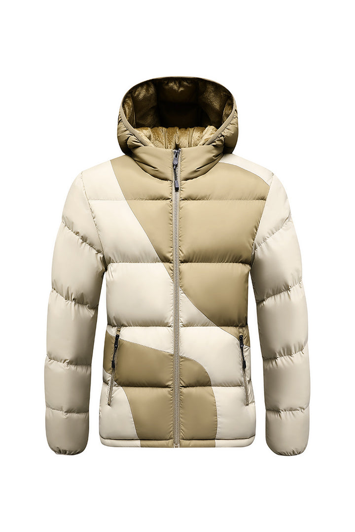 Herren Steppjacke mit kontrastreichen Paneelen, Kapuze und thermischer Synthetikfüllung – Taviero