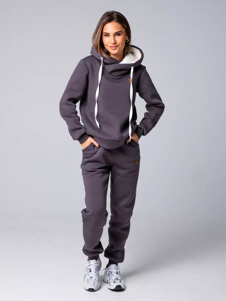 Damen Loungewear-Set mit Schalkragen-Hoodie und taillierter Jogginghose – Élanora