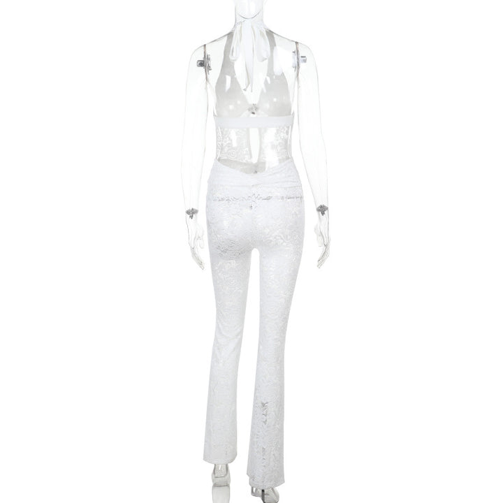 Damen Jumpsuit mit elegantem Spitzendetail und tiefem V-Ausschnitt Echo Archiv