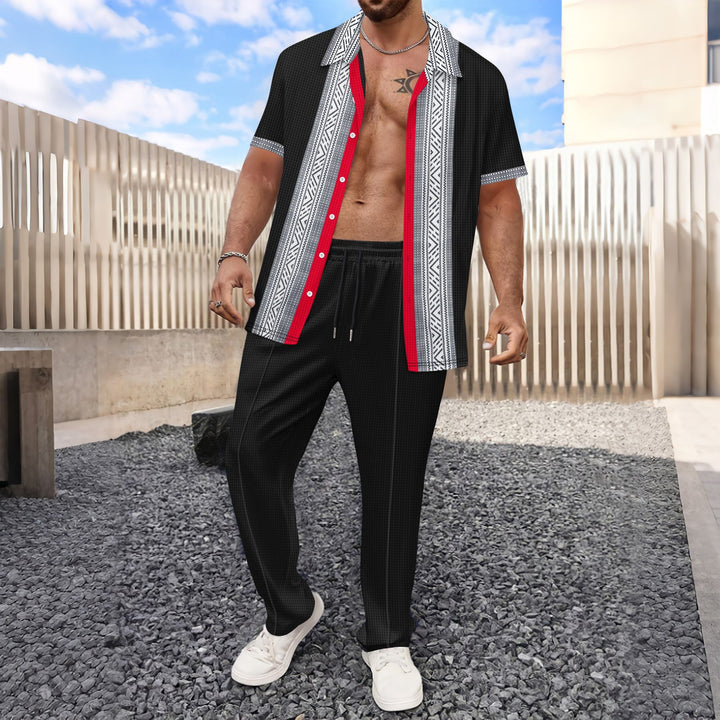 Herren lässiges Freizeit-Outfit mit modischem Druck und atmungsaktiven Materialien Echoarchiv